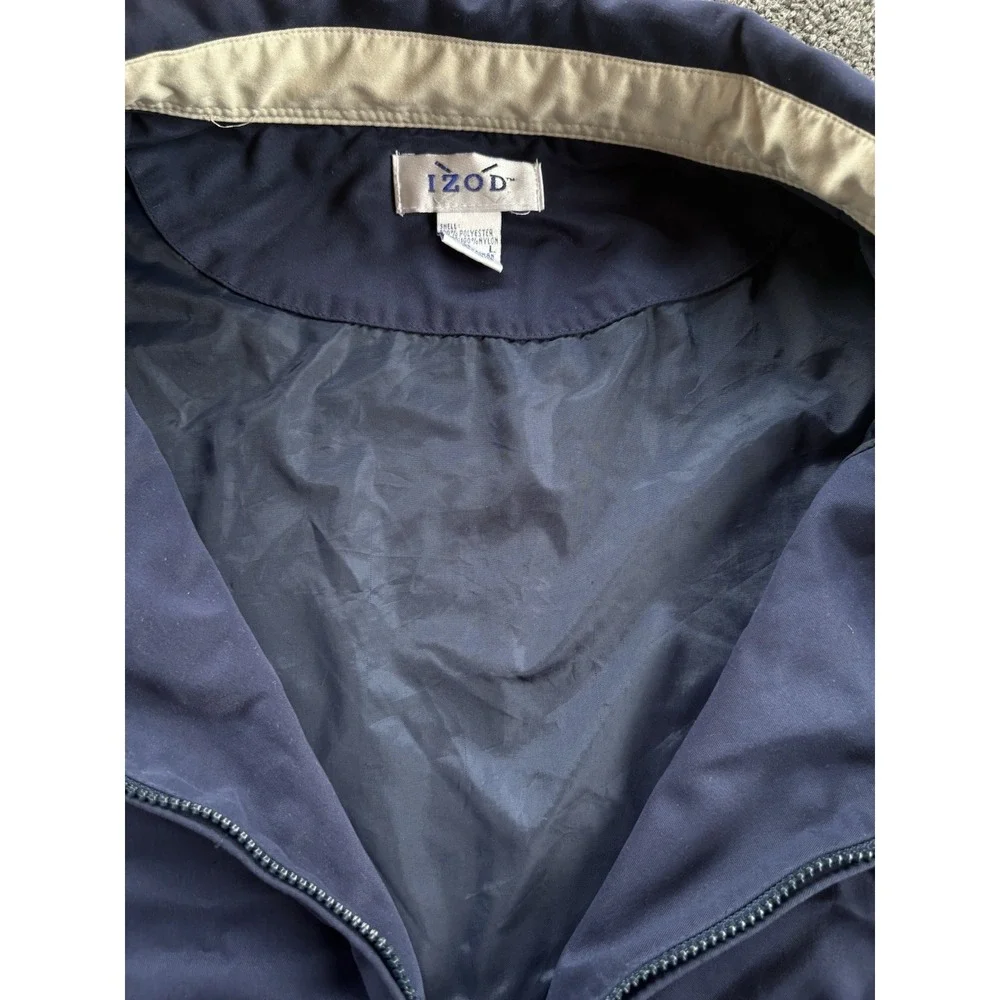 Vintage Izod Golf Navy Jacket Size Large Zip Up Long Sleeve Pockets Lined